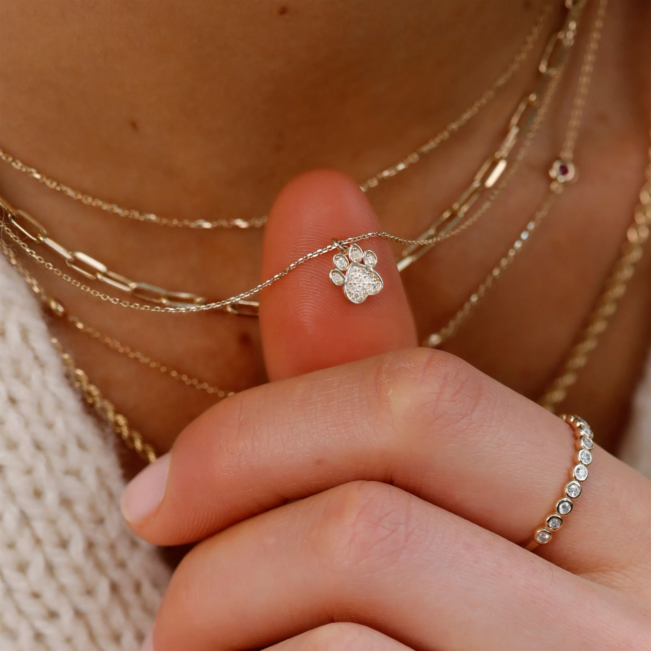 Diamond Paw Necklace, Puppy SARAHELISE