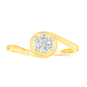 Diamond Pear Cluster Ring with 7 Round Brilliant Diamonds in 9ct Yellow Gold Shiels