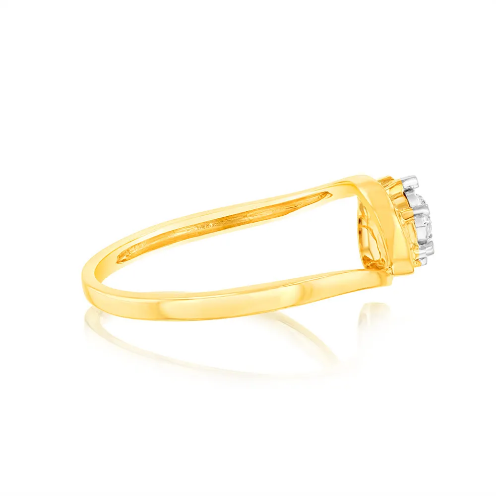 Diamond Pear Cluster Ring with 7 Round Brilliant Diamonds in 9ct Yellow Gold Shiels