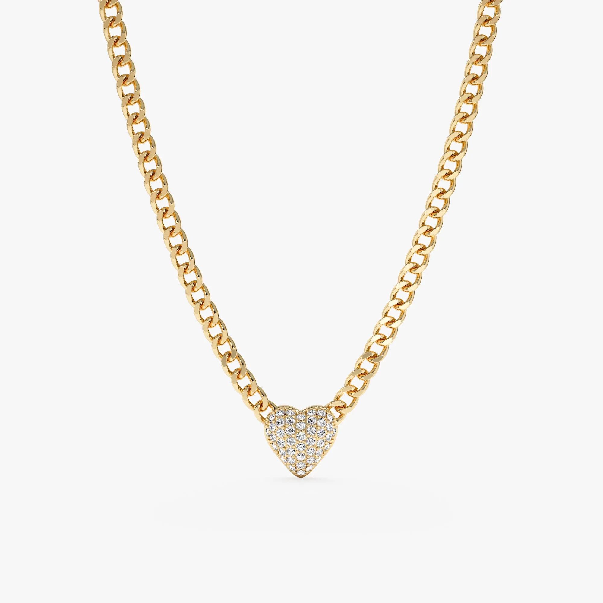 Diamond Puffer Heart Cuban Chain, Riley SARAHELISE
