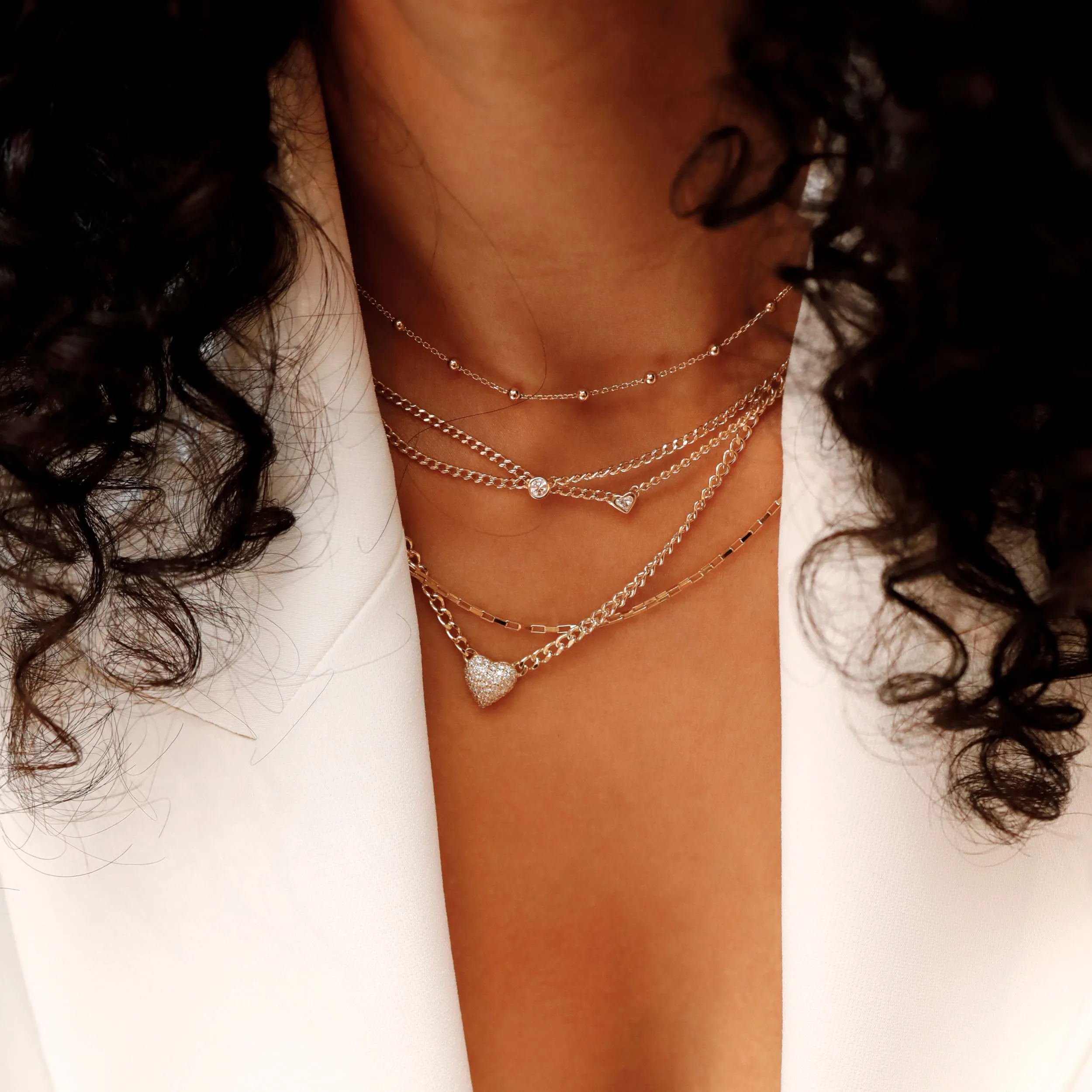 Diamond Puffer Heart Cuban Chain, Riley SARAHELISE