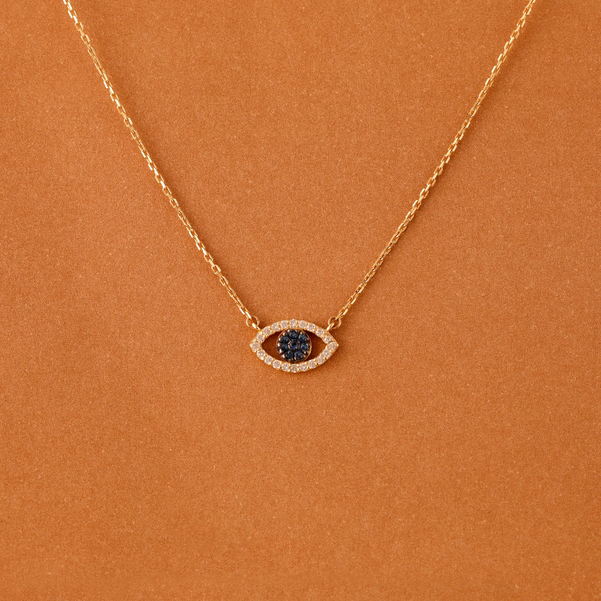 Diamond Sapphire Evil Eye Necklace, Paisley SARAHELISE