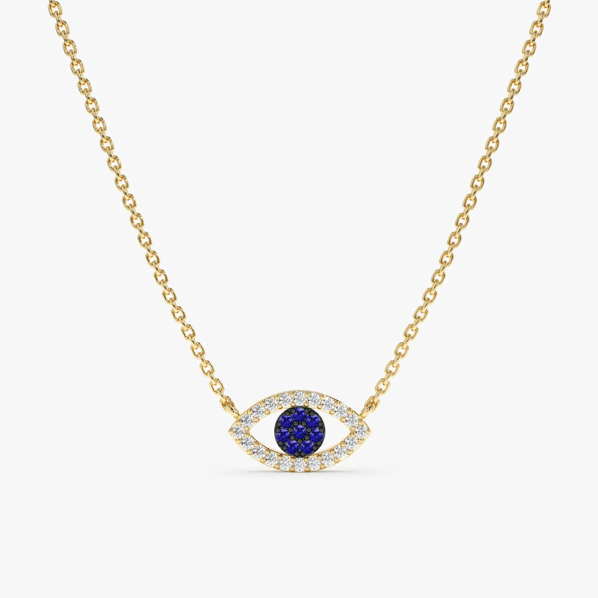 Diamond Sapphire Evil Eye Necklace, Paisley SARAHELISE