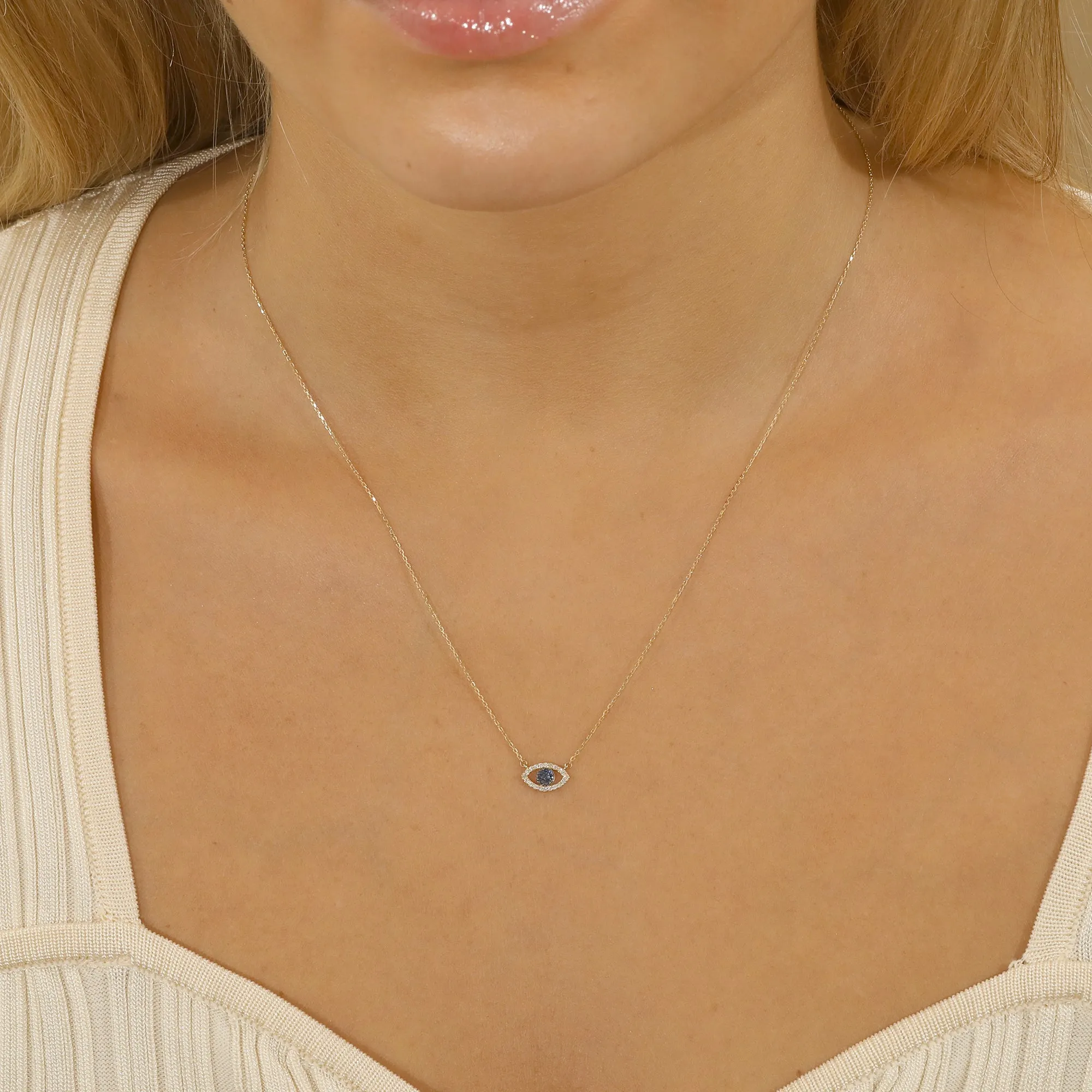 Diamond Sapphire Evil Eye Necklace, Paisley SARAHELISE