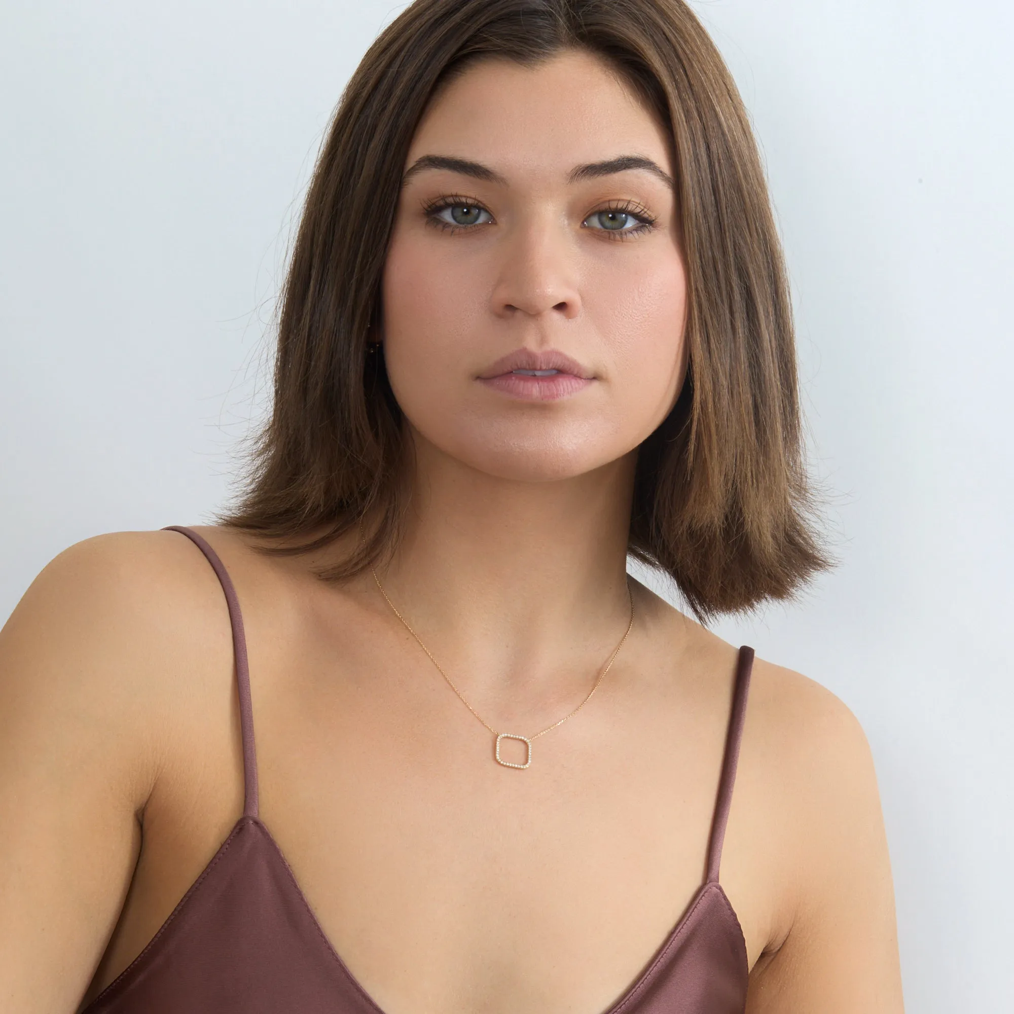 Diamond Square Pendant Necklace, Oaklyn SARAHELISE