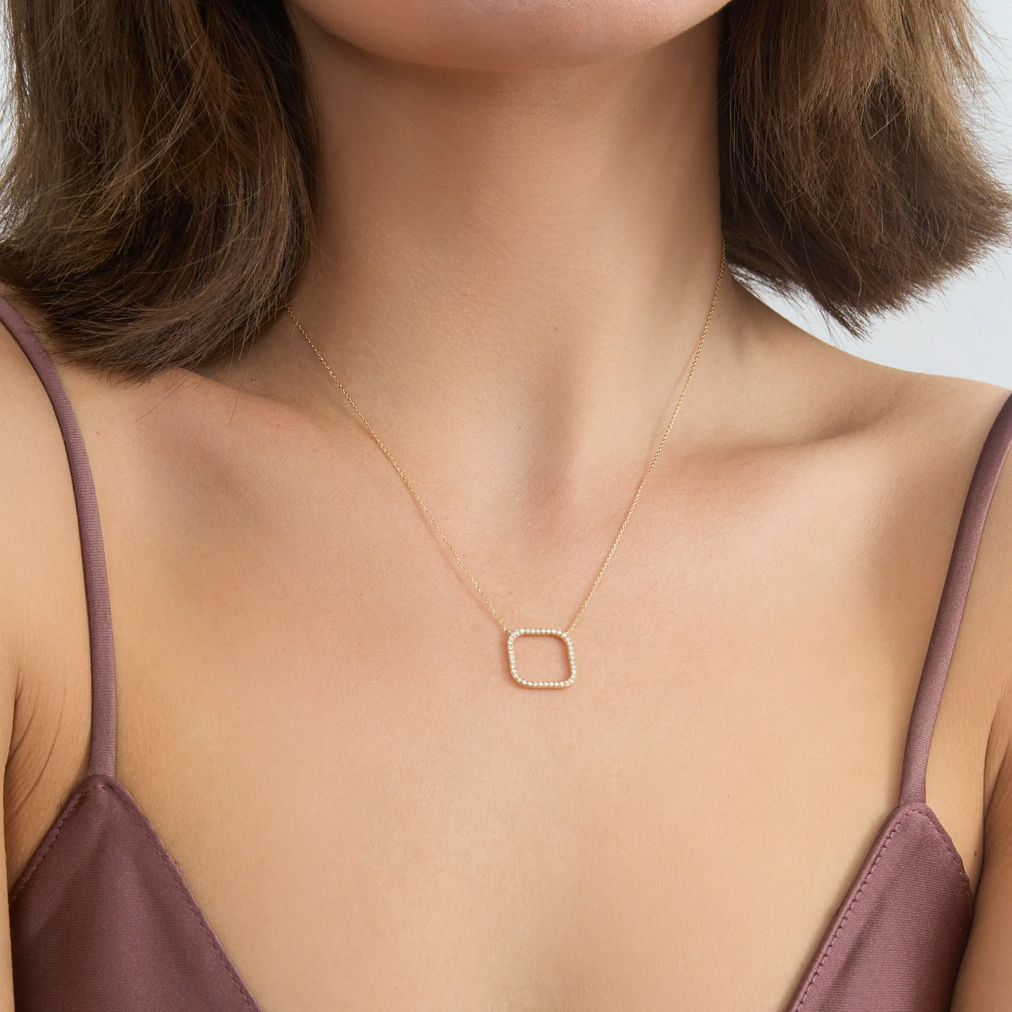 Diamond Square Pendant Necklace, Oaklyn SARAHELISE