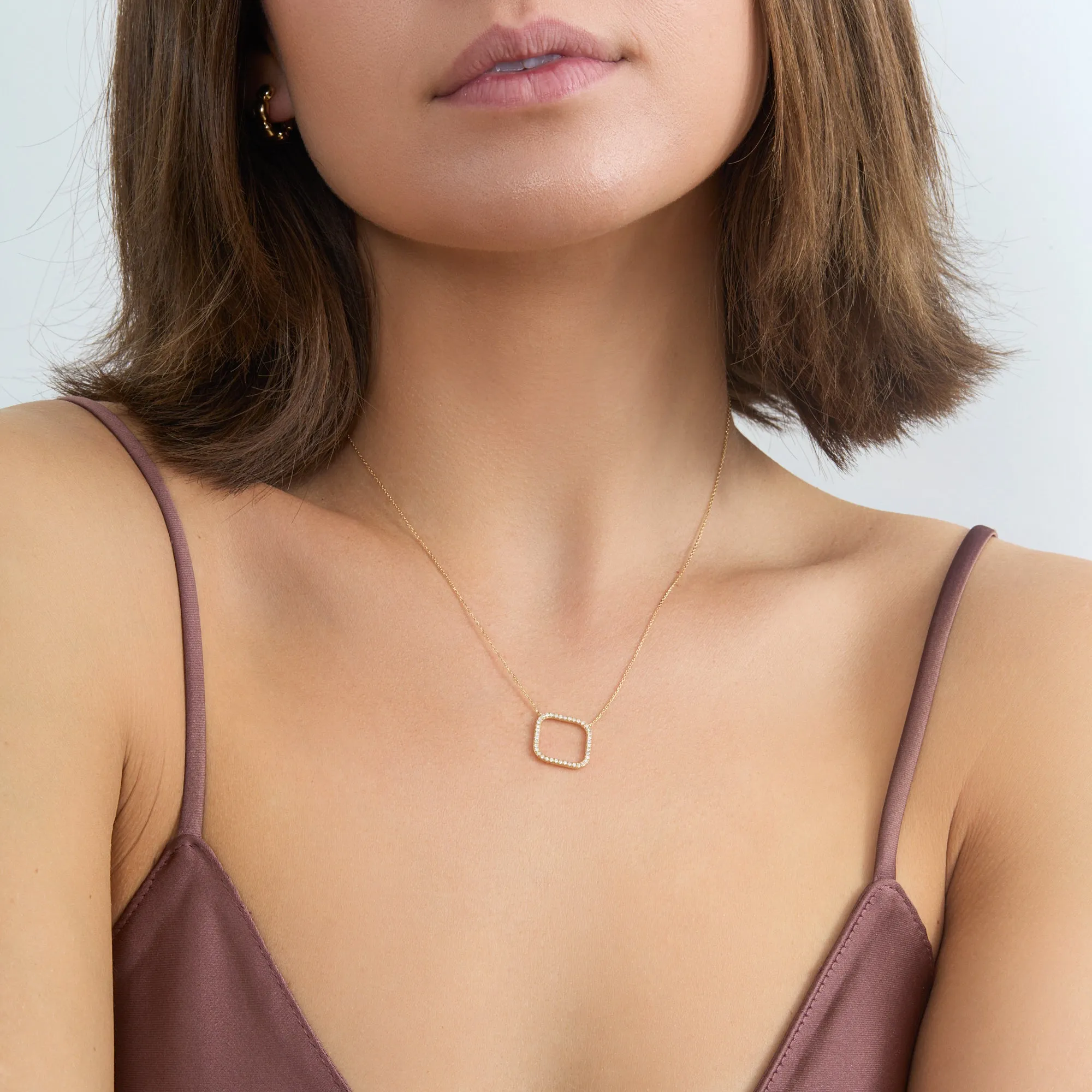 Diamond Square Pendant Necklace, Oaklyn SARAHELISE