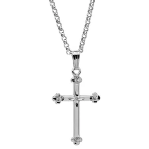 Diamond Sterling Silver Budded Cross Pendant Necklace Croghans