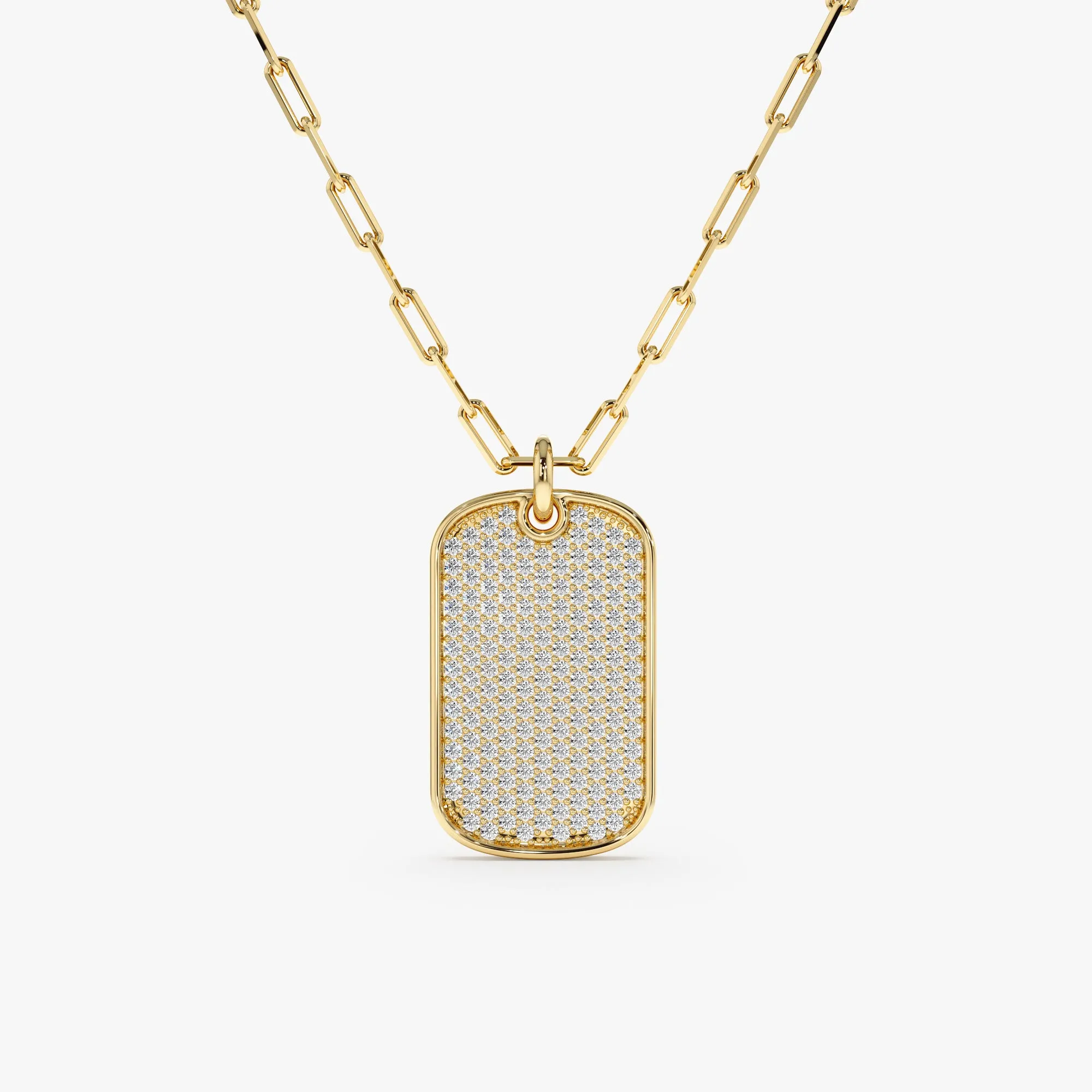 Diamond Tag Necklace with Paperclip Chain, Rhys SARAHELISE