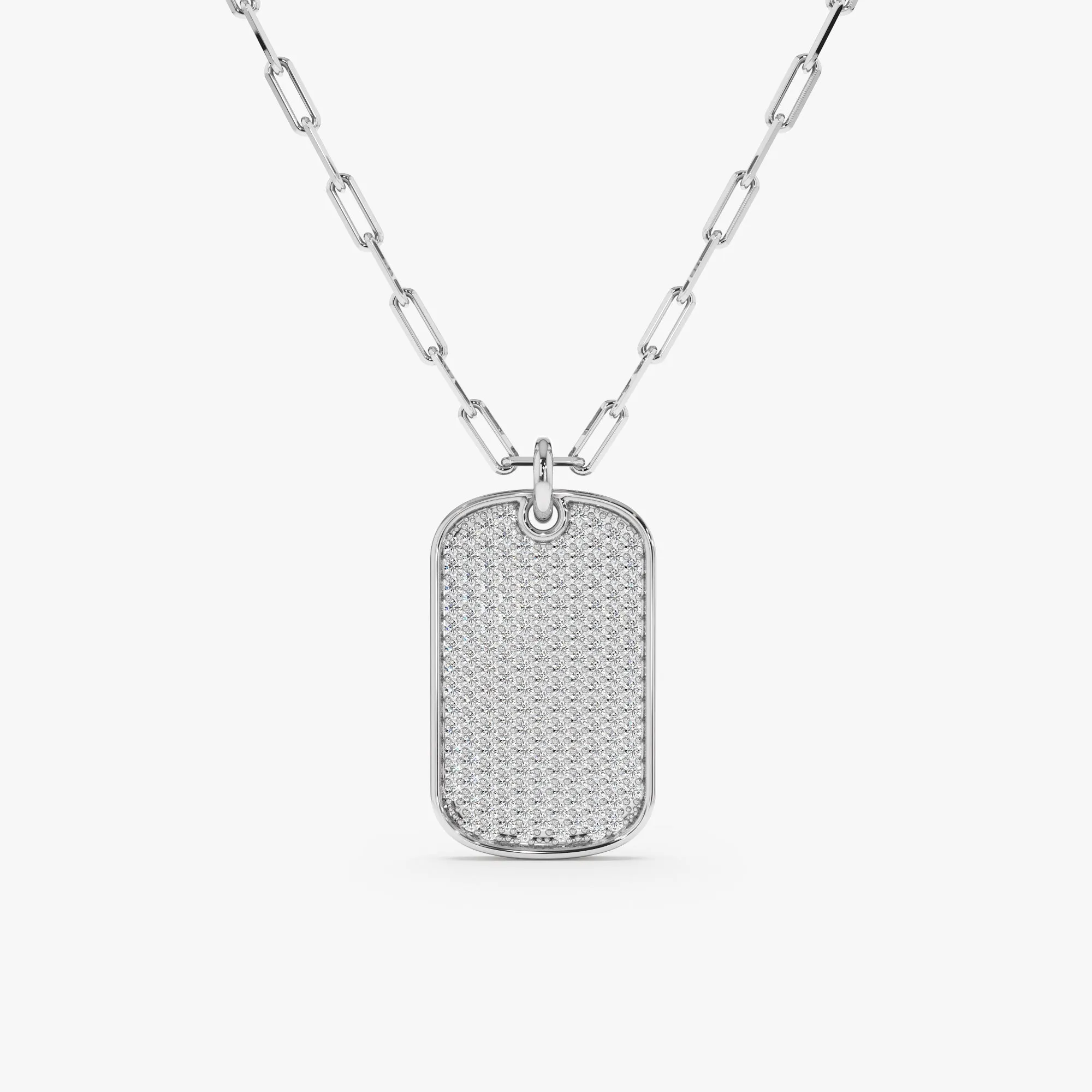 Diamond Tag Necklace with Paperclip Chain, Rhys SARAHELISE