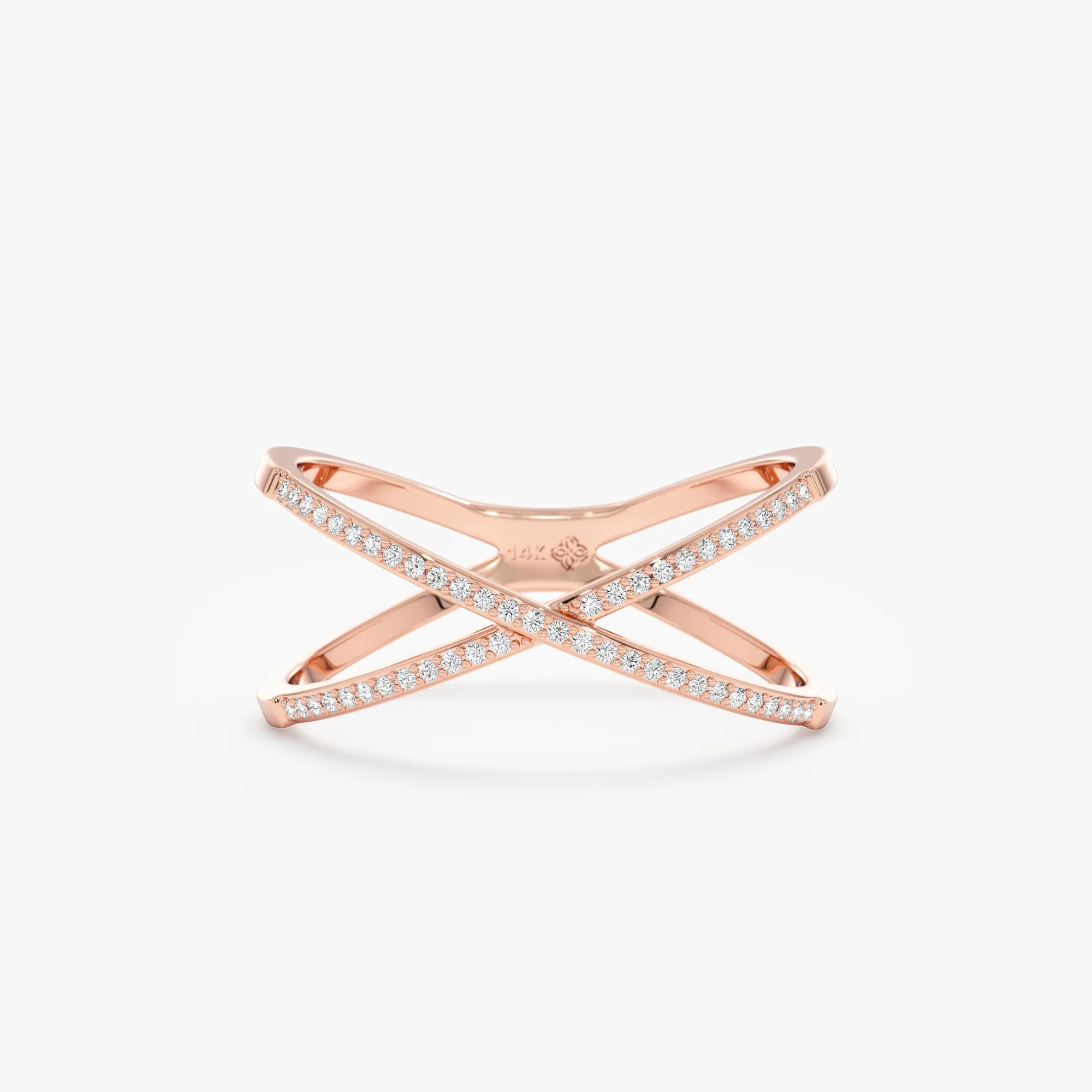 Diamond X Ring In Solid Gold, Adelyn SARAHELISE