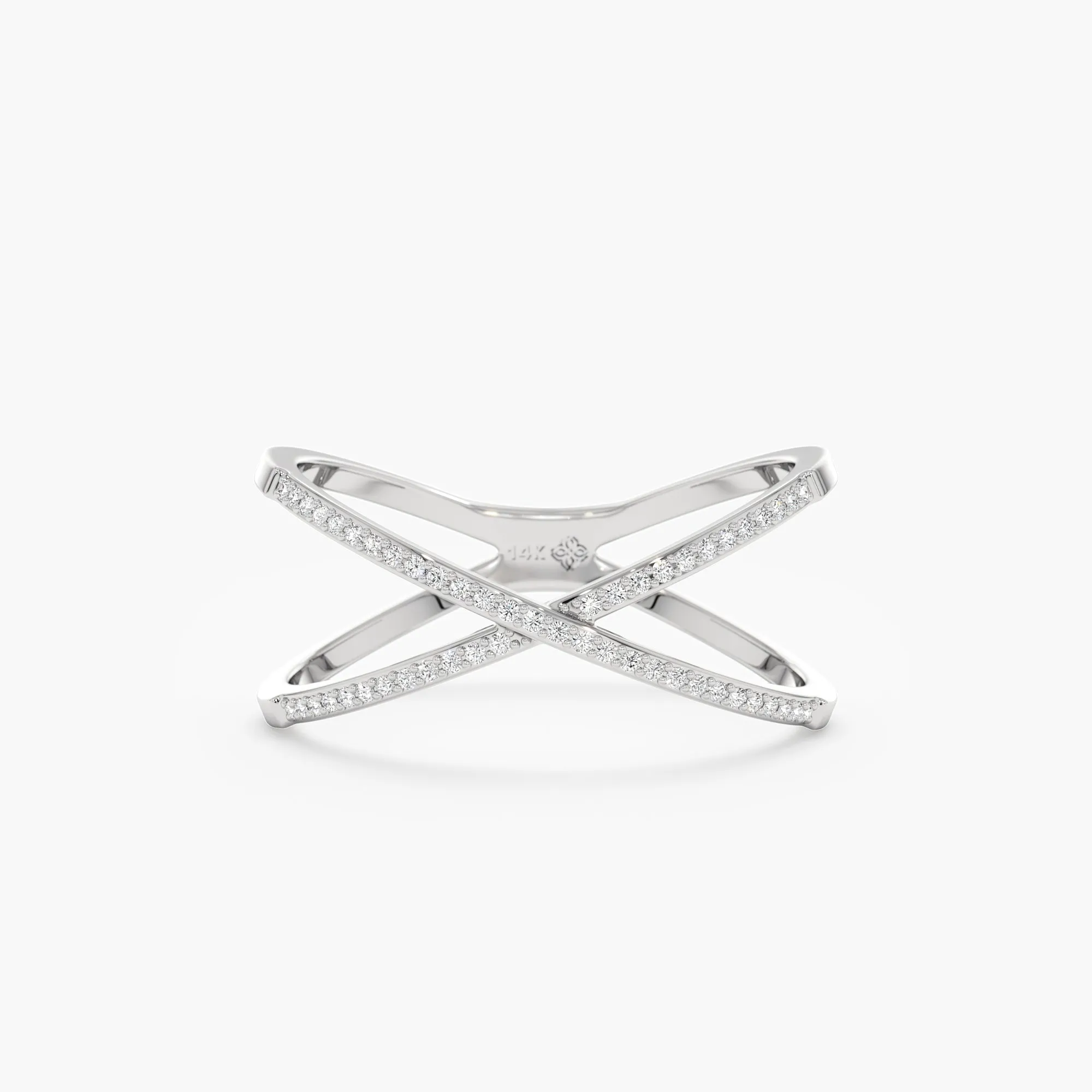 Diamond X Ring In Solid Gold, Adelyn SARAHELISE