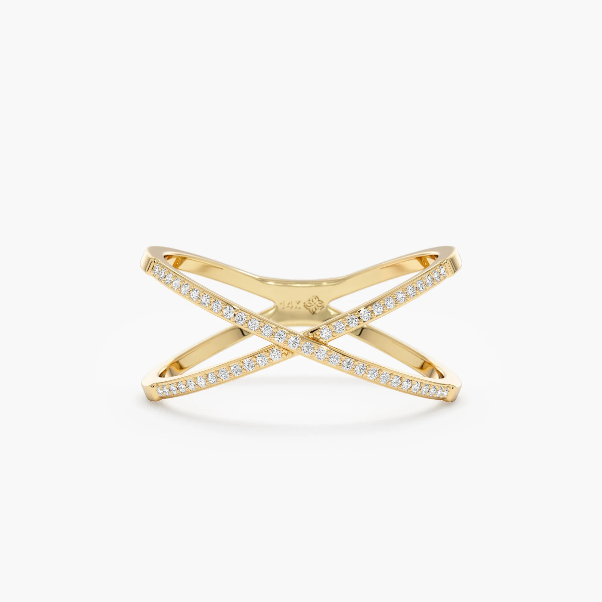 Diamond X Ring In Solid Gold, Adelyn SARAHELISE