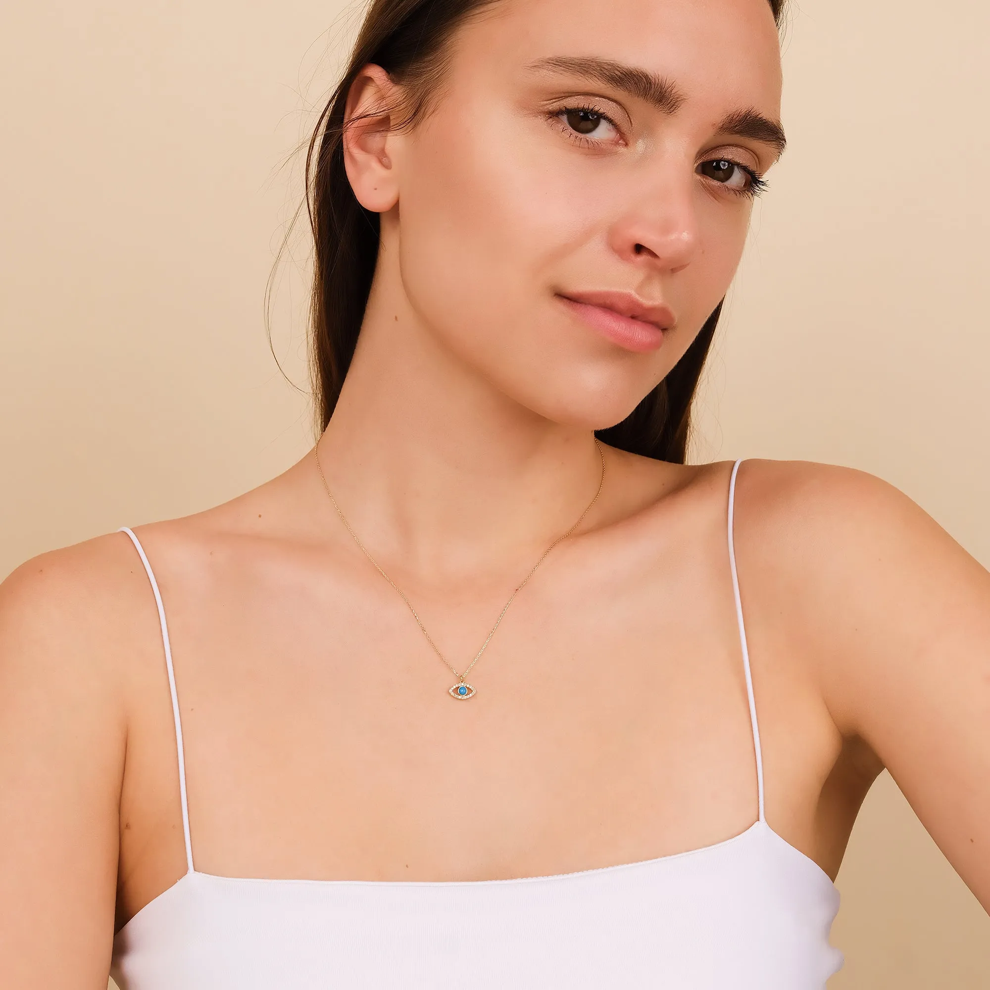 Diamonds & Turquoise Eye Necklace, Sansa SARAHELISE