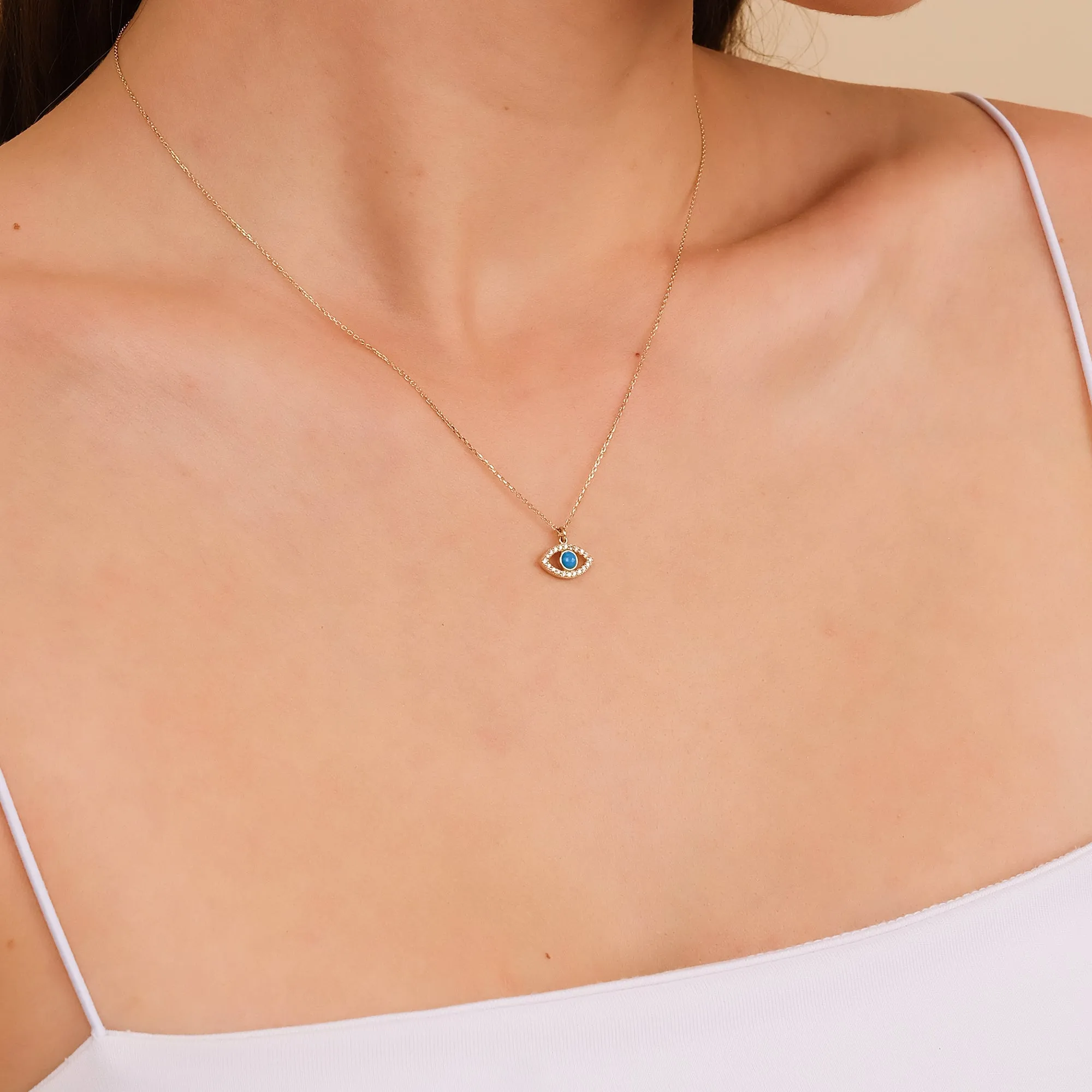 Diamonds & Turquoise Eye Necklace, Sansa SARAHELISE
