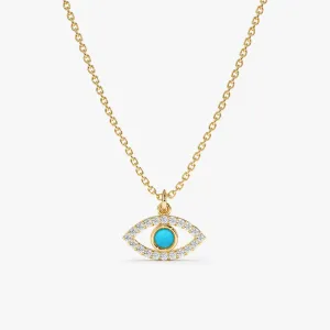 Diamonds & Turquoise Eye Necklace, Sansa SARAHELISE