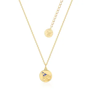 Disney Fantasia Gold Plated Sorcerer's Mickey Reversible Medallion Pendant on Chain Shiels