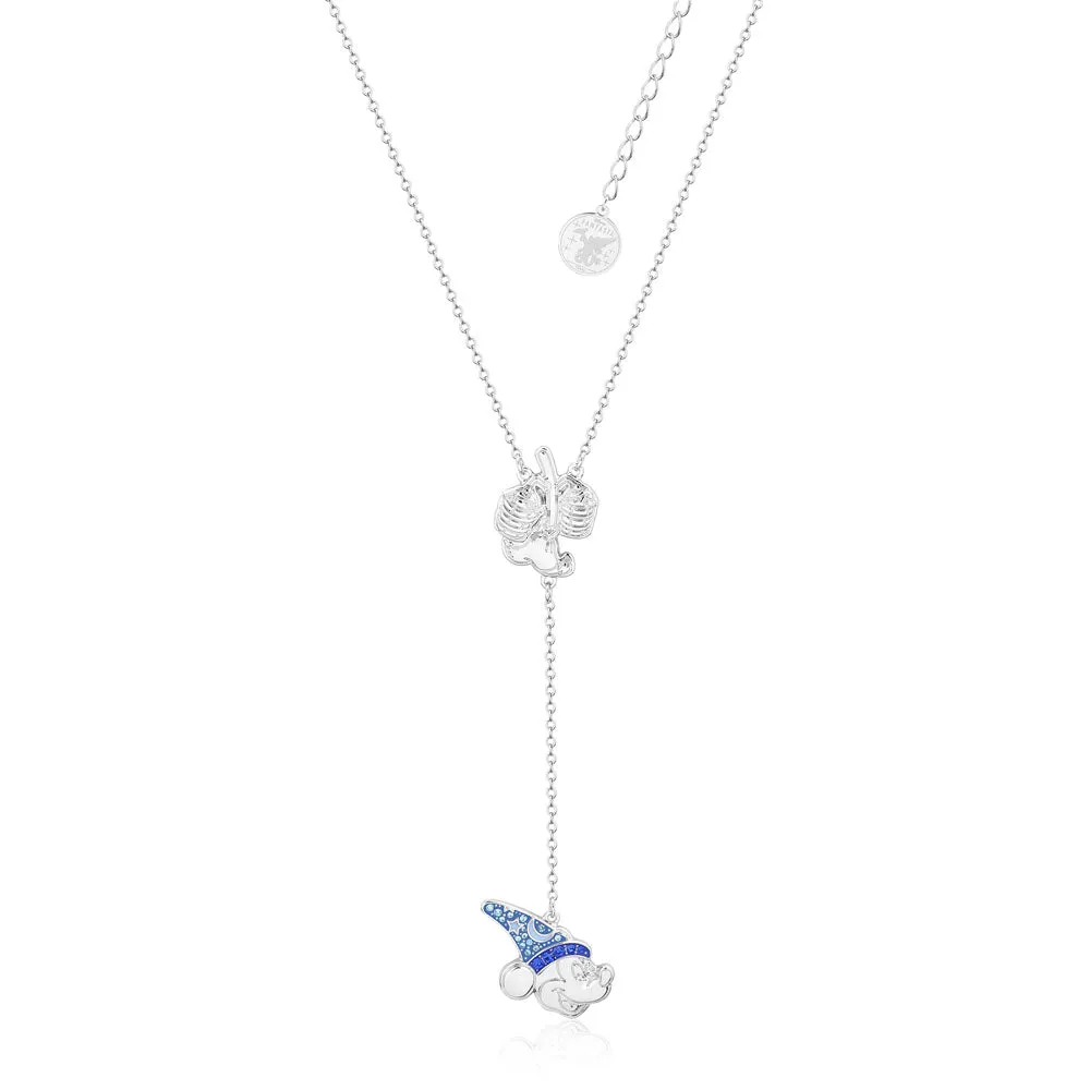 Disney Fantasia White Gold Plated Sorcerer's Mickey Lariat Pendant On 45 7cm Chain Shiels