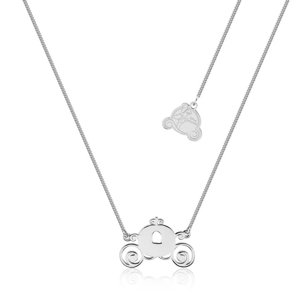 Disney Princess Cinderella Rhodium Plated Pumpkin Carriage Pendant on 40cm Chain Shiels