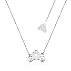 Disney Princess Cinderella Rhodium Plated Pumpkin Carriage Pendant on 40cm Chain Shiels