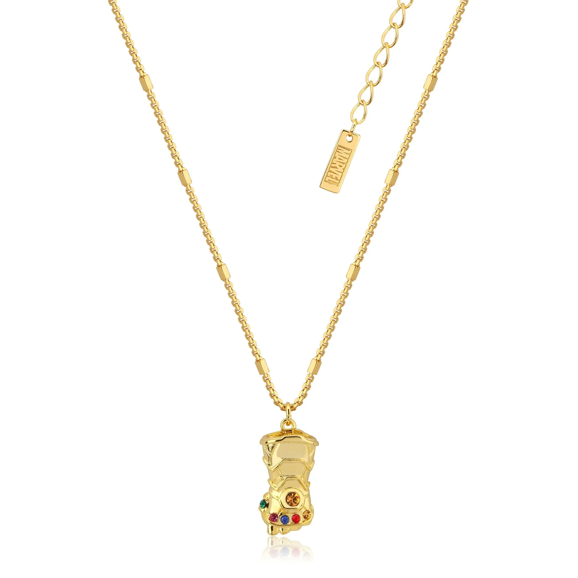 Disney Stainless Steel 14ct Gold Plated Infinity Gauntlet Pendant On 45cm Chain Shiels