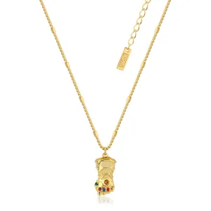 Disney Stainless Steel 14ct Gold Plated Infinity Gauntlet Pendant On 45cm Chain Shiels