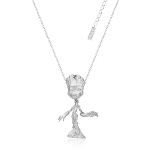 Disney Steel White Gold Plated Guardians Of The Galaxy Groot Pendant On Chain Shiels