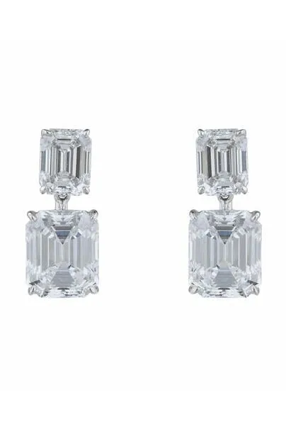 Double Emerald Cut Earrings