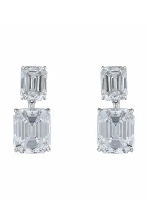 Double Emerald Cut Earrings