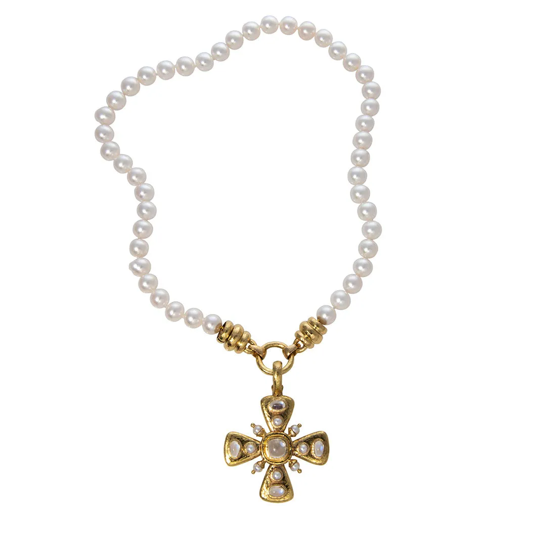 Elizabeth Locke Freshwater Pearl Martin Clasp Necklace 17 Croghans