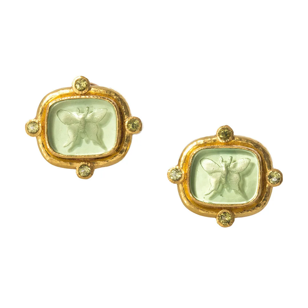 Elizabeth Locke Nile Venetian Glass Intaglio Butterfly Earrings Croghans