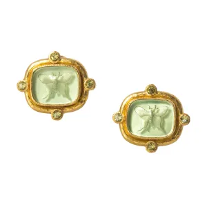 Elizabeth Locke Nile Venetian Glass Intaglio Butterfly Earrings Croghans