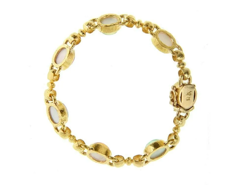 Elizabeth Locke Tutti Frutti Oval Cabochon Stone Link Bracelet