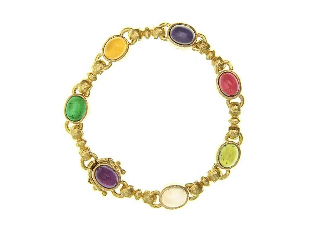 Elizabeth Locke Tutti Frutti Oval Cabochon Stone Link Bracelet