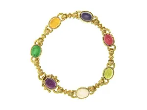 Elizabeth Locke Tutti Frutti Oval Cabochon Stone Link Bracelet
