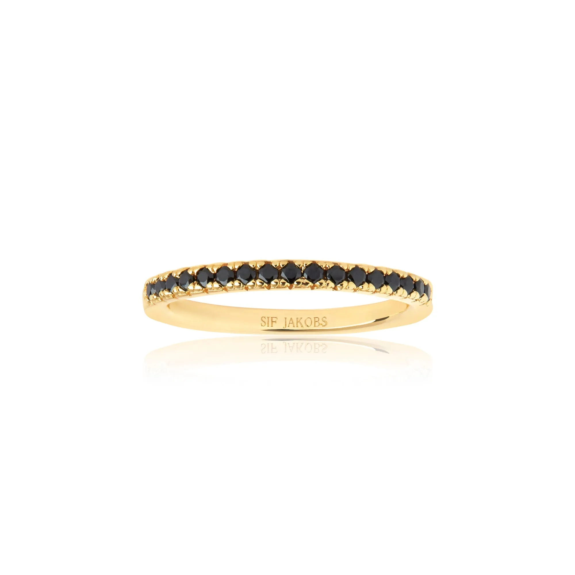 Ellera Gold Plated Ring w. Black Zirconias