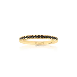 Ellera Gold Plated Ring w. Black Zirconias