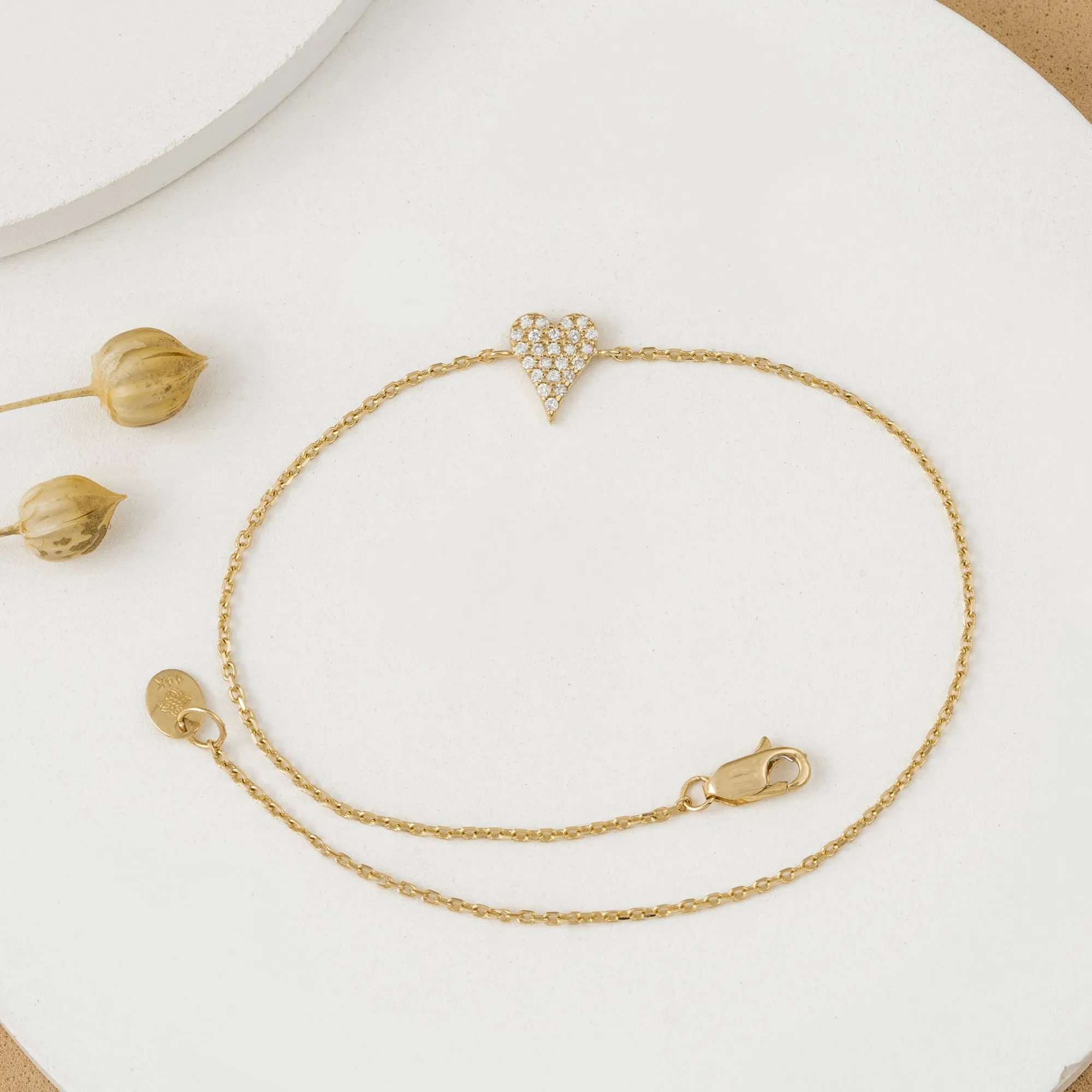 Elongated Diamond Heart Bracelet, Lily SARAHELISE