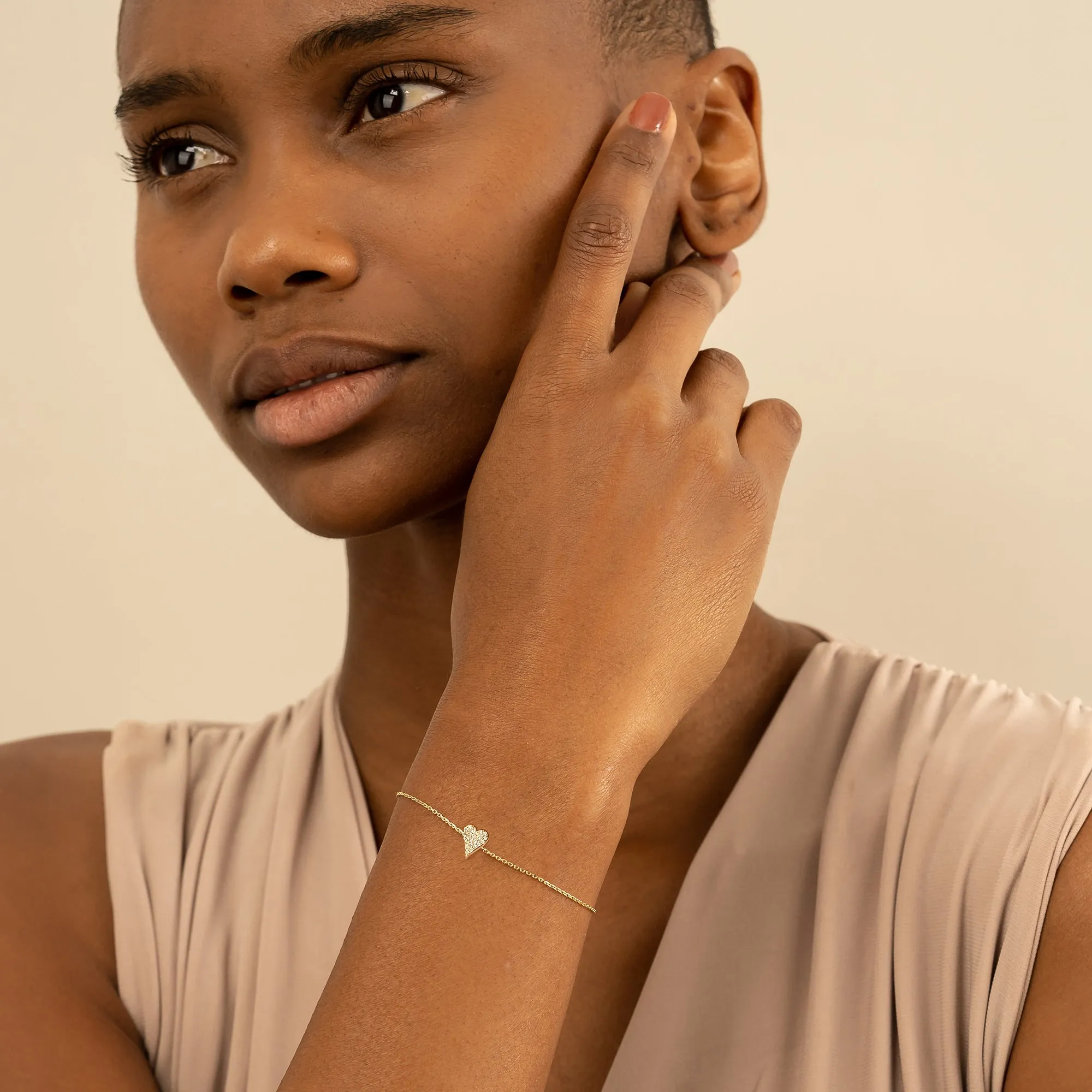 Elongated Diamond Heart Bracelet, Lily SARAHELISE