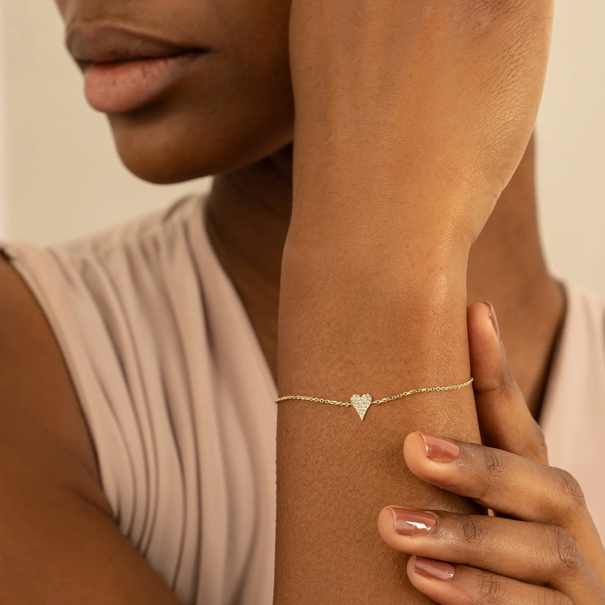 Elongated Diamond Heart Bracelet, Lily SARAHELISE