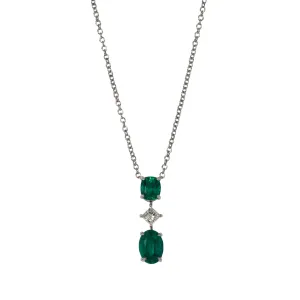 Emerald & Diamond Three-Stone 18K Gold Necklace Croghans