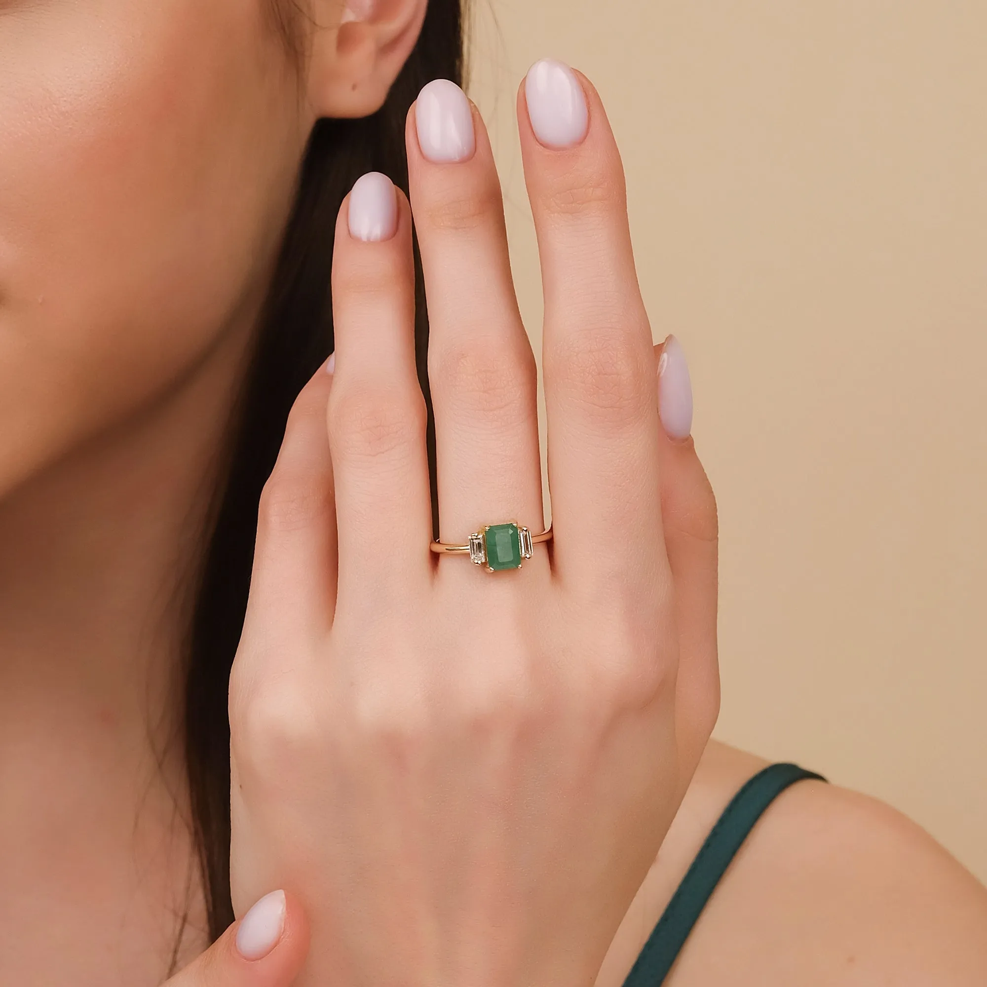 Emerald and Diamond Engagement Ring, Lauryn SARAHELISE