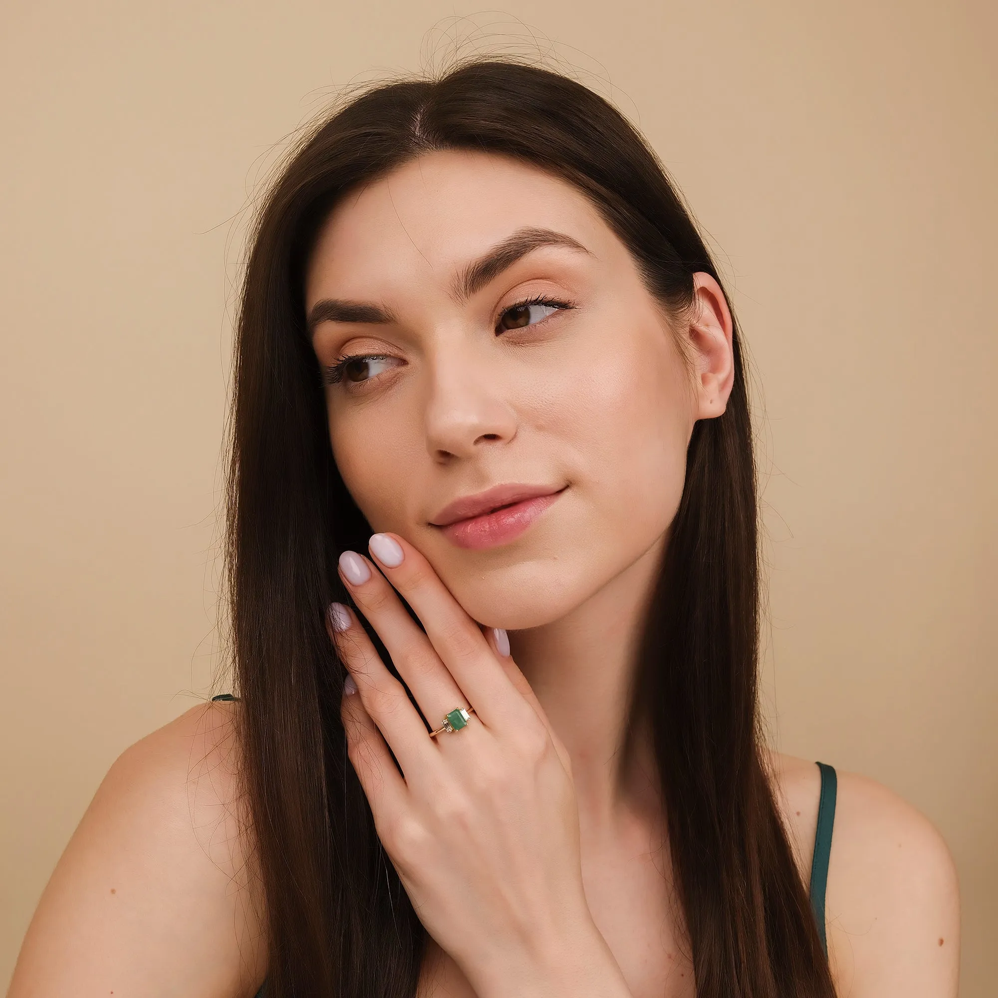 Emerald and Diamond Engagement Ring, Lauryn SARAHELISE