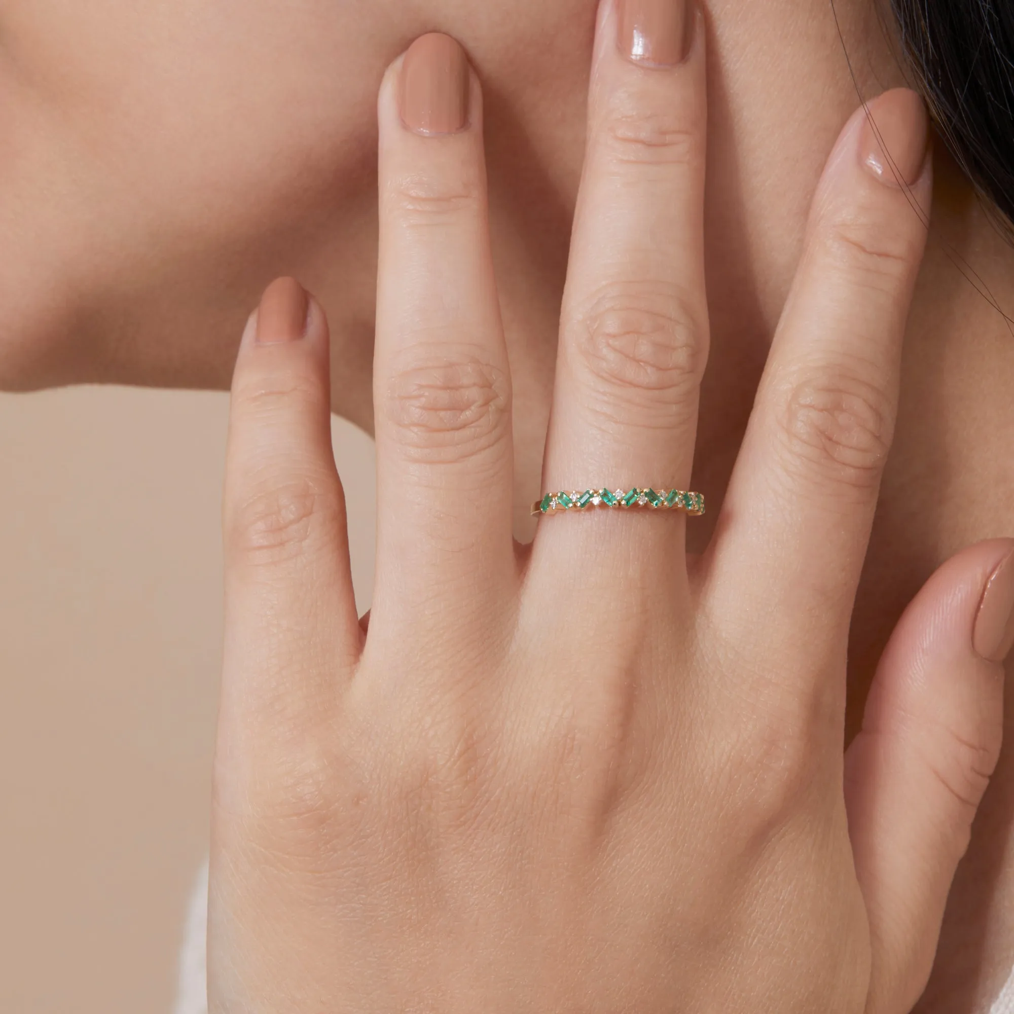 Emerald and Diamond Garland Ring, Fallon SARAHELISE