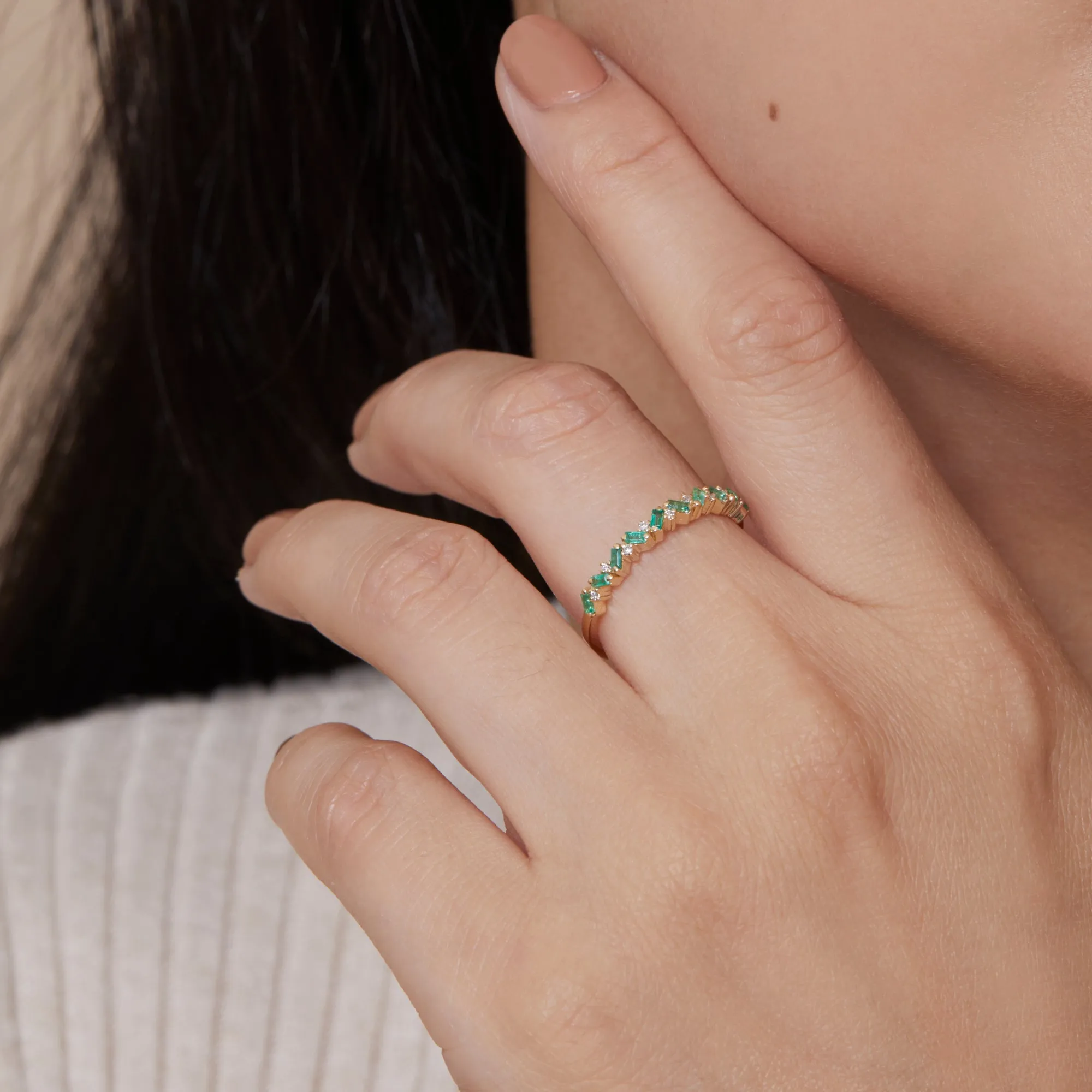 Emerald and Diamond Garland Ring, Fallon SARAHELISE