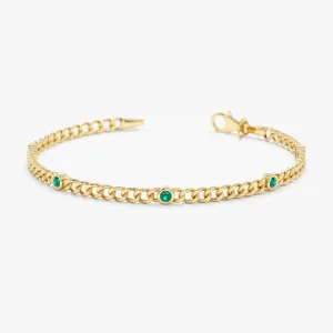 Emerald Cuban Chain Station Bracelet, Salma SARAHELISE