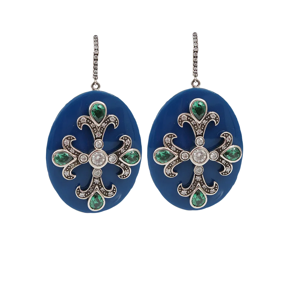 Emerald Cubic Zirconia Cross Earrings