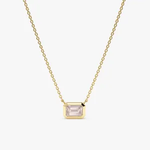 Emerald Cut Rose Quartz Necklace, Luisa SARAHELISE