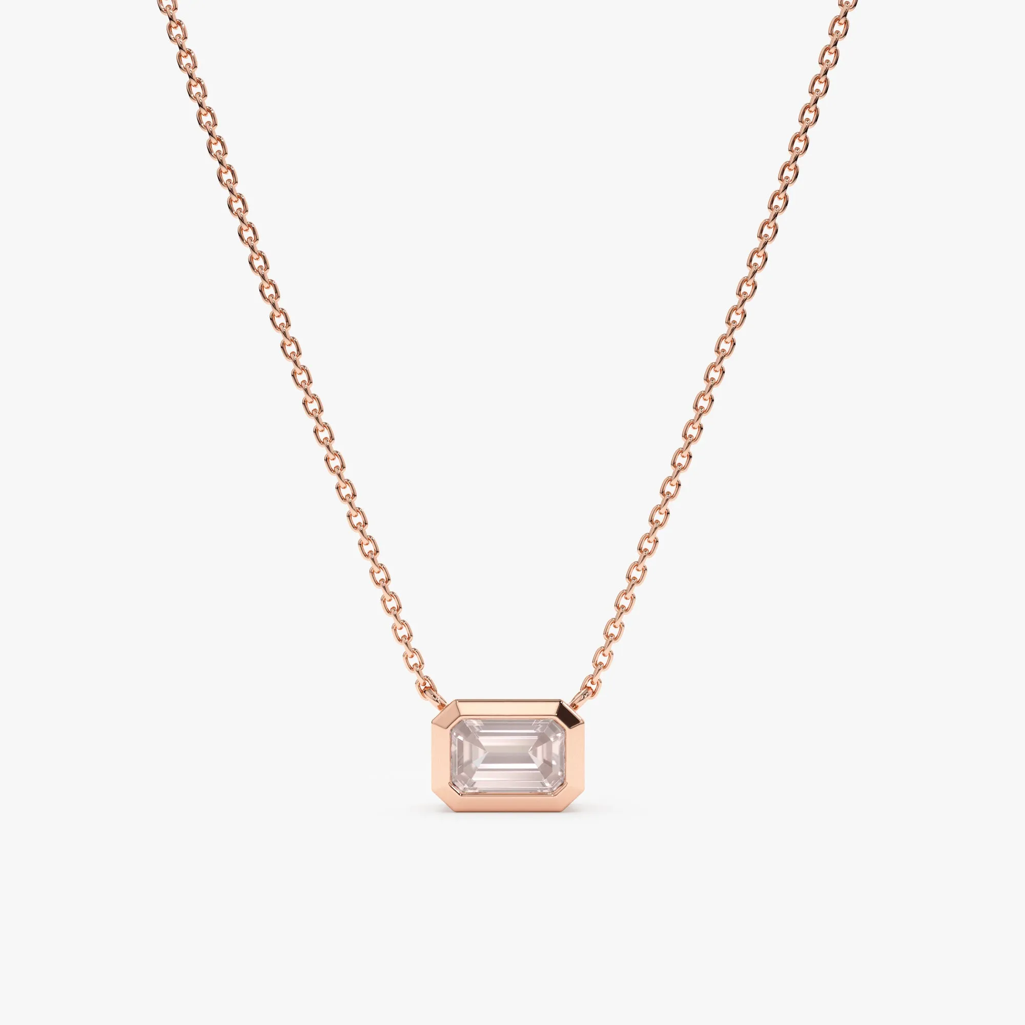 Emerald Cut Rose Quartz Necklace, Luisa SARAHELISE