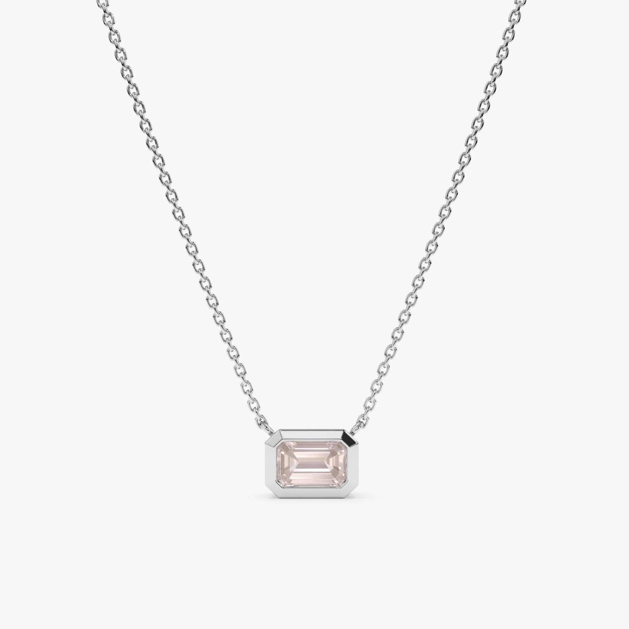 Emerald Cut Rose Quartz Necklace, Luisa SARAHELISE
